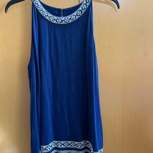 Adrianna Papell Blue With White Trim Sleeveless Tank Top Size XL